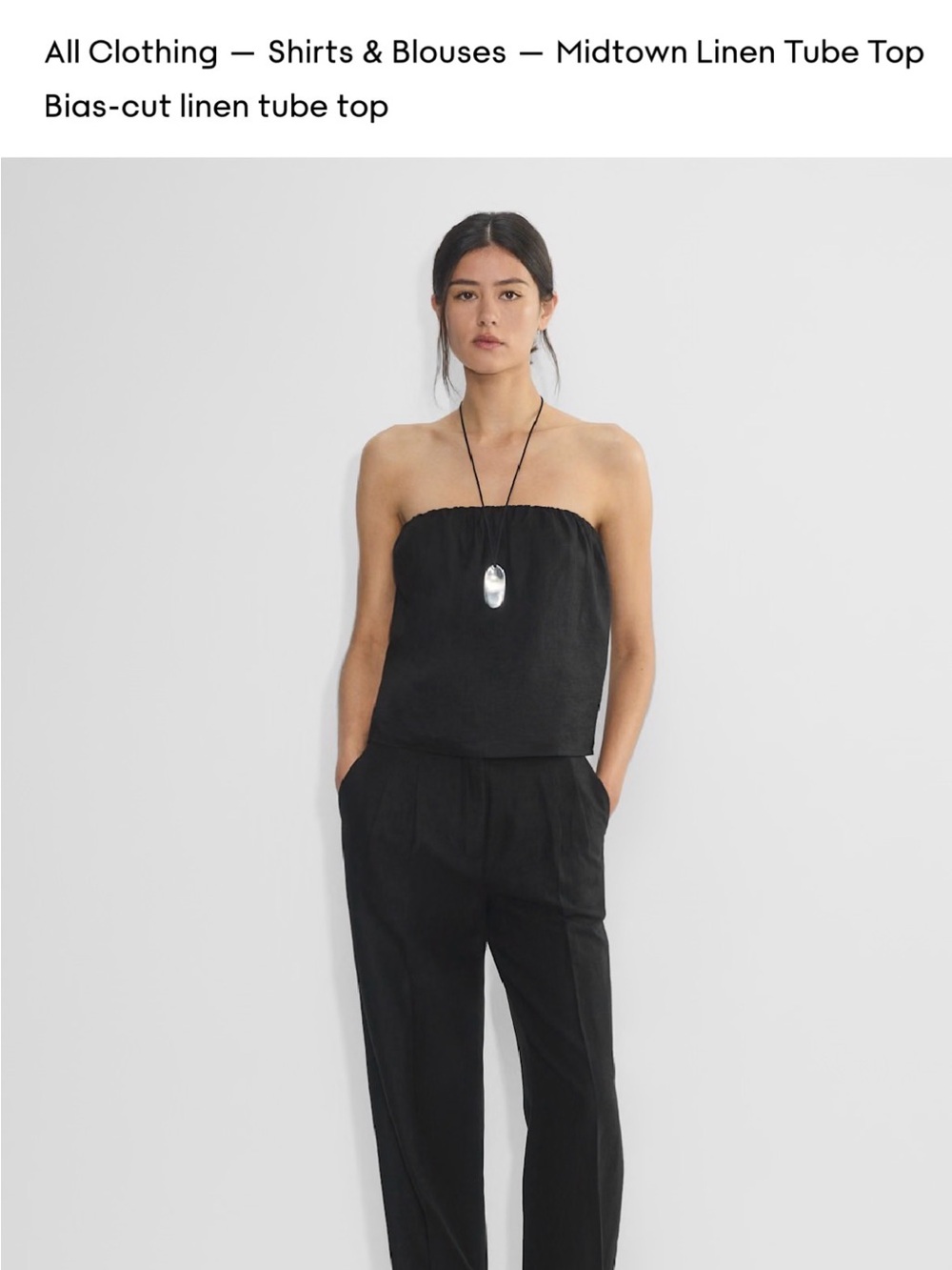 Babaton Black Midtown Linen Tube Top